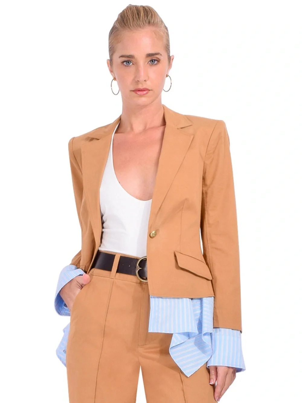 Cinq A Sept Shilo Jacket in Brown Sandstone/Light Bluebell - Picture 4 of 7